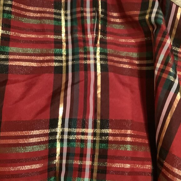 Rare Editions Girls Red Plaid Sleeveless Dress W/ Gold Bow Size 12 Holiday Party - Picture 9 of 10